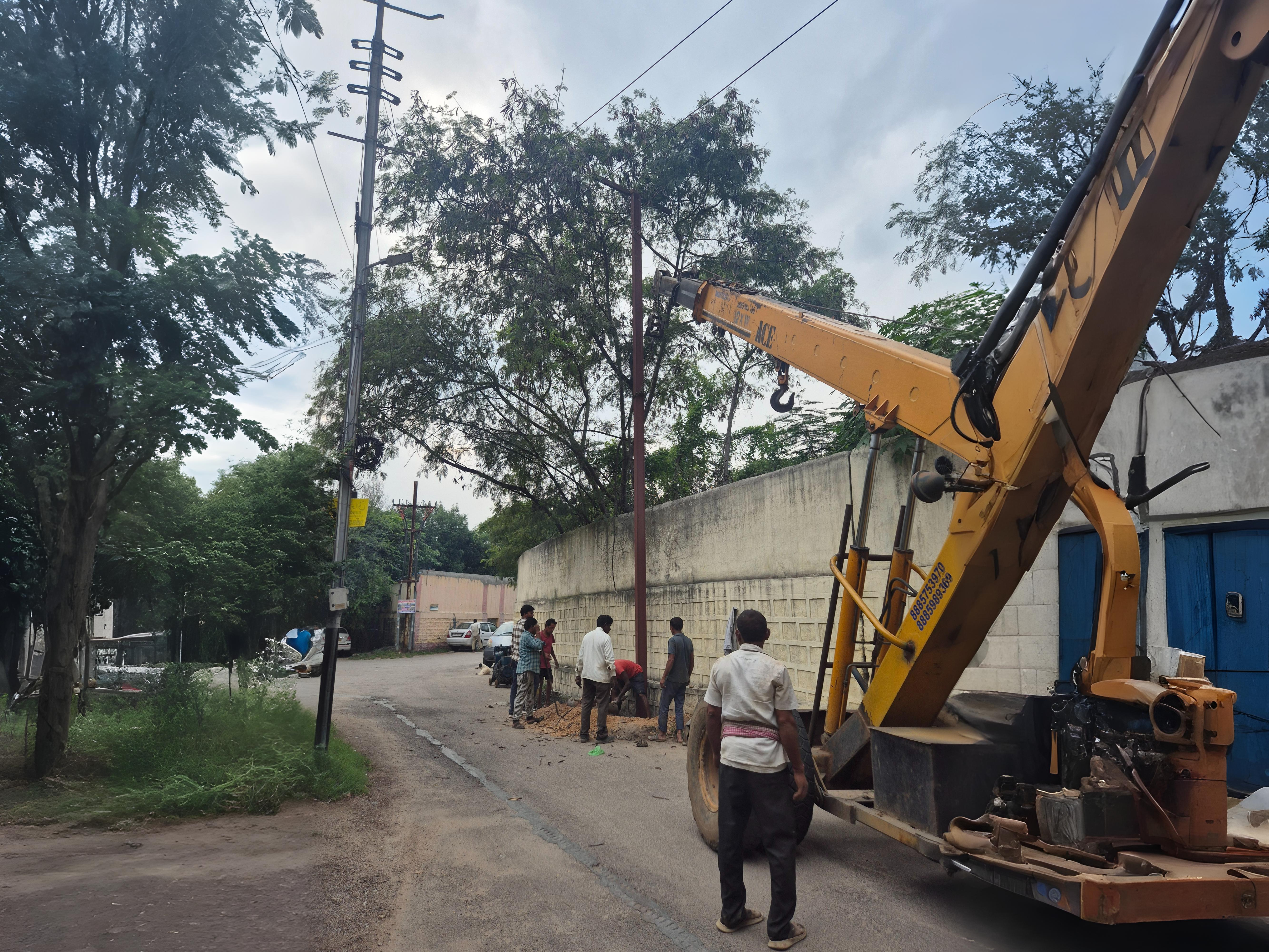 Electrical pole erection and infrastructure works for transmission and distribution projects Telangana